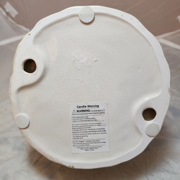 Kohl's Snowman Snowmen Pilar Candle Holder Candle Set Ceramic 4.5"x6.5" Holiday - Picture 6 of 6